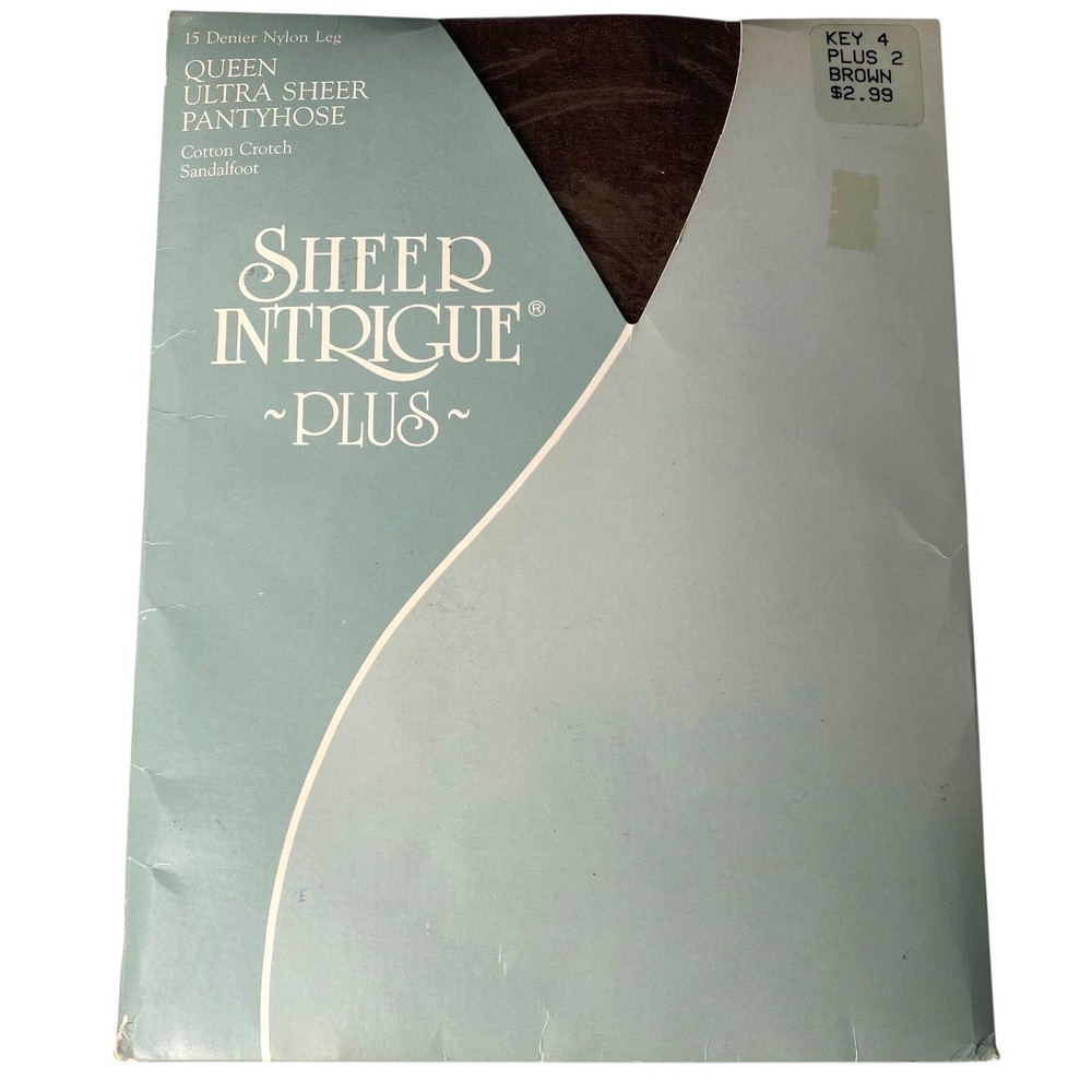 Sheer Intrigue Plus Queen‎ Ultra Sheer Pantyhose Brown Plus 2 Sandaltoe USA 4310